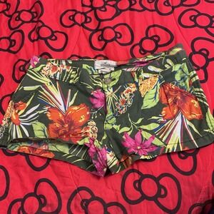 Y2K Vintage Hollister Micro Mini Shorts Cheeky Tropical Floral Women's 3